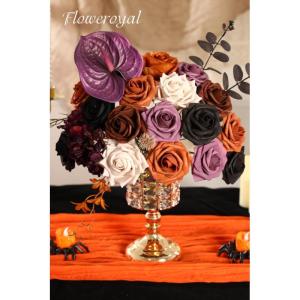 Halloween kunstbloemen, zwarte bloemen, zijden bloemen, kunstrozen met stelen voor bruiloft, bruidsboeketten, tafeldecoratie, babyshower, bloemstuk, woondecoraties