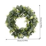 Künstlicher Eukalyptuskranz für Haustür, Herbstkranz Grüne Blattkranzgirlande für Fenster Hochzeit Home Veranda Dekor - 33 cm