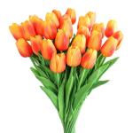 30 stuks kunstmatige tulpen bloemen nep tulpen boeket real touch bloemen voor decoratie (geel)
