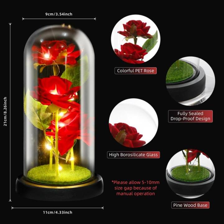 Rosen-Geschenke für Frauen, Mütter, Ehefrau, bunte künstliche Rosen, Geschenke für Frauen, für immer in Glaskuppel, Regenbogen-Rose für Geburtstag, Weihnachten, Muttertag, De