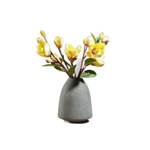 Kunstblumen Künstliche Retro-Magnolienblume mit Vase – Seidensimulationsblüte für Zuhause, Veranda und Event-Dekoration – lebensecht für jeden Anlass