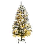 Künstlicher Weihnachtsbaum Klappbar Christbaum Kunstbaum Weihnachten Dekobaum Künstlicher Weihnachtsbaum Tannenbaum Weihnachtsdeko 150 LEDs & Kugeln 150 cm Grün und Weiß