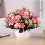4 stuks kunstrozenbloemen, nepboeket, kunstzijde, bloemplanten, bloemstuk voor doe-het-zelf, binnen, buiten, keukentafel, tuinkantoor, bruiloftsfeestdecor - roze en lichtroze
