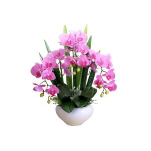 Kunstblumen Künstliche Orchideen – Realistische Touch-Orchideen-Bonsai in Keramikvase, Phalaenopsis-Kunstblumen-Arrangement im Topf für jeden Anlass