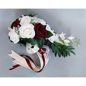 Hochzeits-Brautstrauß mit künstlichen Blumen, Hochzeits-Brautstrauß for Brautjungfern, handgebundene Blumendekoration for Zuhause, Feiertagsparty-Zubehör, europäische Rose