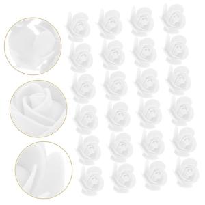 50 Stück Schaumrosen für schäumt Blumen Schaum Rosen künstliche Rose Mini-Rosen für künstliche blüten Artificial Blumenwand Dekoration Kunstblumen Mini-Fake-Rose Weiß