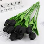 12 stuks kunsttulpen, kunsttulpen, , enkele bloemen met lange steel, namaakbloemen, voor bruiloft, feesten, tuin en woondecoratie (zwarte tulpen)