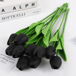 12 stuks kunsttulpen, kunsttulpen, , enkele bloemen met lange steel, namaakbloemen, voor bruiloft, feesten, tuin en woondecoratie (zwarte tulpen)