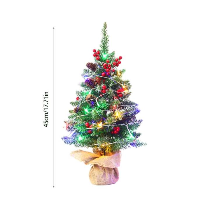 Kerstboom met verlichting, 45 cm, houten lichtketting, kerstboom, mini-kerstboom, kunstkerstboom, kerstdecoratie, tafel, kerstboom, kerstcadeaus