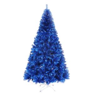 6 fuß Blauer Lametta-Weihnachtsbaum, hochwertige fichte mit scharnieren und metallständer, umweltfreundlich, faltbar, dekorierte bäume für Feiertage – blau 6 fuß, der Neue
