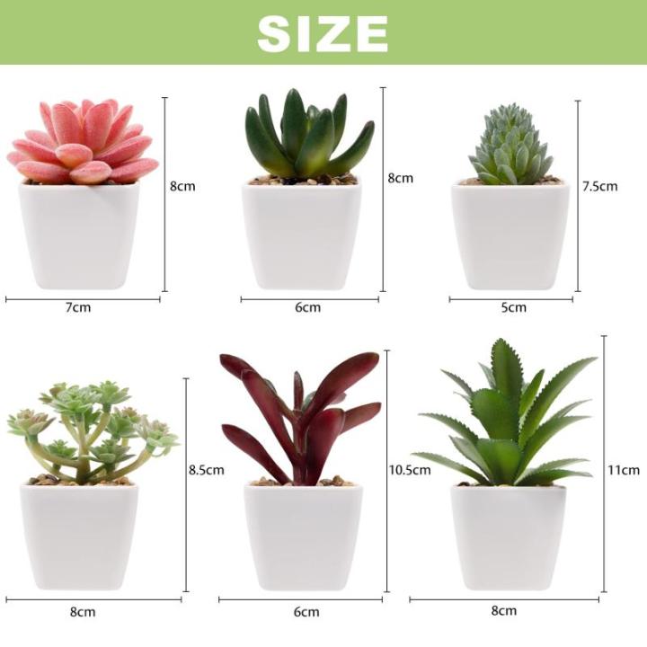 6 stuks decoratieve , kleine met pot, kunstvetplanten, nepplanten, voor binnen, thuis, kantoor, tafel, badkamer, slaapkamer, balkondecoratie