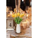 Kunstbloemen kunsttulpen bloemen als echte echte tulpen, hoogte 30 cm, met vaas van keramiek, decoratieve kunstplant (geel)
