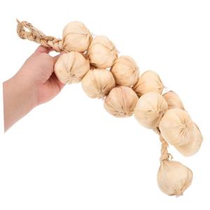Saiten Simulierte Knoblauchspieße Künstliches Gemüse Gefälschter Knoblauch Bauernhof-gemüsemodelle Dekorativer Knoblauchzopf Simulierte Fotostütze Knoblauchornament Weiß Sch