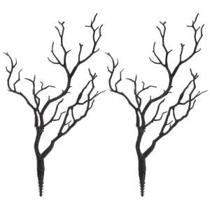 2st Halloween-Dekoration Äste Aquarium-Zweig-Ornament Dekorative Pflanzenzweige Lebensechte Korallenzweige Künstliche Korallenzweige Künstliche Geweihzweige Links Black Plastik