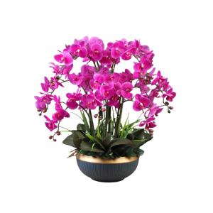 Kunstblumen Künstliche Pflanzen, Orchideen-Blumenarrangement – ​​Elegante Orchideen-Bonsai-Dekoration, künstliche Blumen mit Porzellanvase für jeden Anlass