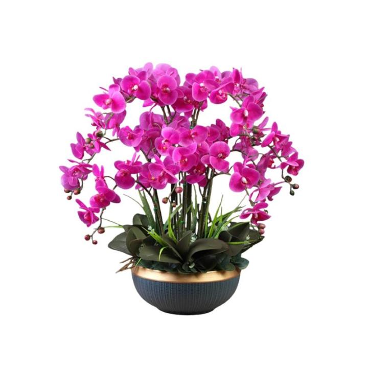Kunstblumen Künstliche Pflanzen, Orchideen-Blumenarrangement – ​​Elegante Orchideen-Bonsai-Dekoration, künstliche Blumen mit Porzellanvase für jeden Anlass