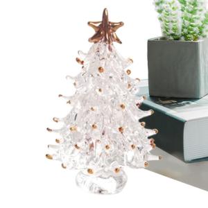 Tisch-Weihnachtsbaum,Weihnachtsbaumfiguren - Kleine Weihnachtsbaum-Miniatur-Weihnachtsfigur,Sammlerkunst-Glasstatue, Tisch-Weihnachtsbaum, Puppenhaus, Miniatur-Winterfiguren für d