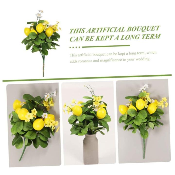 2St Zitronenstrauß künstlicher Zitronenbaum künstlicher Pflanzenstamm Zitronenblumenstrauß Künstlicher Zitronenzweig künstliche Zitrone blumig Künstliche Blumendekoration Sc