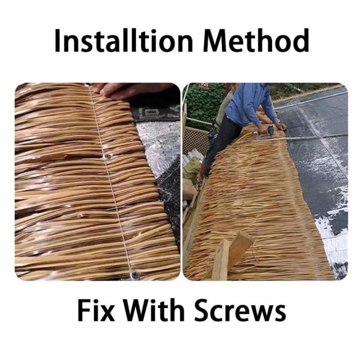 Simulation Thatch Tile Plastic Natural Wild Fake Straw Artificial Fake Thatch Straw Dekoration Bauernhaus Traufe Stroh Pe Flame Retardant Plastic (Farbe: Gelb A,Größe: 2St)
