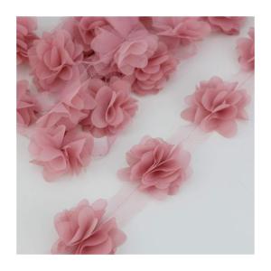 Rosa Blütenblatt Chiffon Spitze Stoff gewebtes Material Dekoration Liebe Geschenk Bänder Crafts 50mm Breite (60 Stücke/Los) (Color : Pink Meat)
