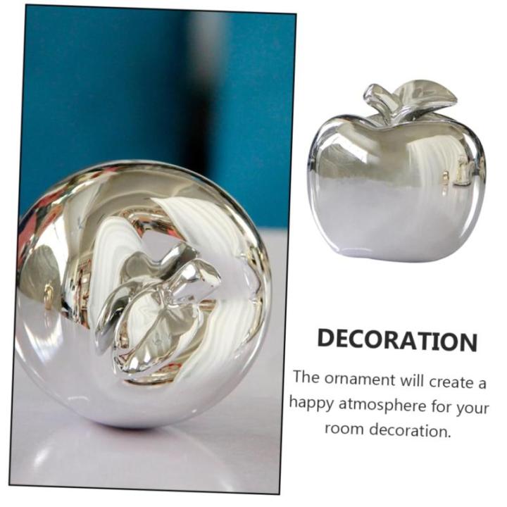 1Stk -Keramik-Ornament Fälschung weihnachtsäpfel Dekoration Weihnachtsmodell Chrom kreative büro Dekoration Party dekorative Requisite Weihnachtsverzierung Silver