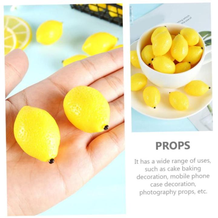 18 STK Mini-Zitronenimitat Miniaturen Obstladen-Zitronen-Dekor partydekorationen Mini-Spielzeug künstliche Zitronen bastelzeug Zitrone schmückt Zitronenornament PVC Yellow