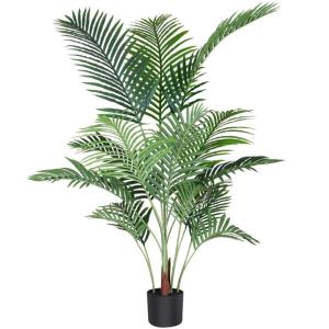 Künstliche Areca Palme 140 cm Fake Palm Tree 15 Stämme Faux Tree für Indoor Outdoor Modern Decor Feaux Dypsis Lutescens Pflanzen im Topf für Home Office (1 Stück)