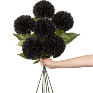 10 cm grote kunstbloemen hortensia met 63 cm lange steel, 6 stuks zwarte kunstmatige hortensia-bloemen, kunststof bloemen, hortensia voor bruiloftsdecoratie, woondecoratie, kantoor