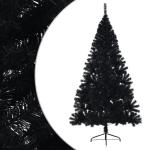 Kunstkerstboom, halve kerstboom met standaard, 240 cm hoog, kerstdecoratie kunstboom, hoge kunstboom, kerstboom, PVC en staal, zwart