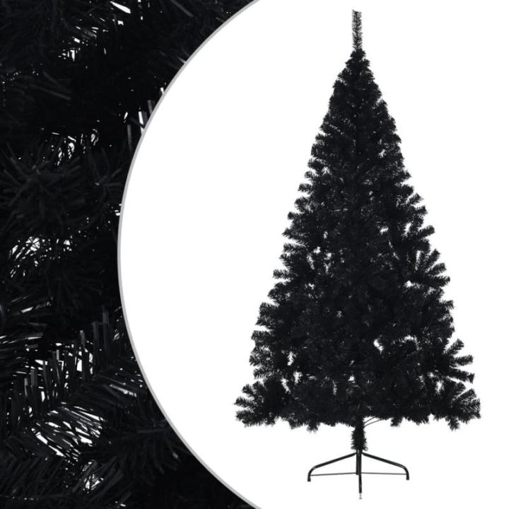 Kunstkerstboom, halve kerstboom met standaard, 240 cm hoog, kerstdecoratie kunstboom, hoge kunstboom, kerstboom, PVC en staal, zwart