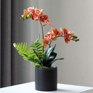 Kunstblumen Künstliches Phalaenopsis-Blumenarrangement, künstliche Orchideenblumen im Keramiktopf, künstliche Orchideen-Kunstblumen für Zuhause für jeden Anlass