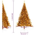 Kunstkerstboom, halve kerstboom met standaard, 240 cm hoog, kerstdecoratie, kunstboom, hoge kunstboom, kerstboom, kerstboom, kerstboom, PET en staal, goud