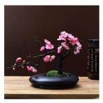 Kunstblumen Künstliche Blumen Pflaumenblüte mit Topf, Simulationsblume Tischdekoration Zubehör Seidengefälschte Pflanzen für Büro Zuhause für jeden Anlass