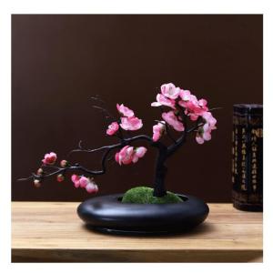 Kunstblumen Künstliche Blumen Pflaumenblüte mit Topf, Simulationsblume Tischdekoration Zubehör Seidengefälschte Pflanzen für Büro Zuhause für jeden Anlass