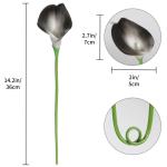 Künstliche Calla-Lilien für Dekorationen, 24 Stück, grau-schwarz, künstliche Blumen, Calla-Lilienstrauß für Hochzeit, Tafelaufsätze, Blumen-Dekoration, Heimdekoration, Grau 