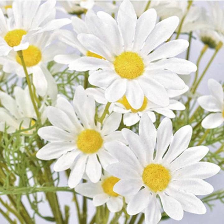 15 bundels kunstmatige madeliefje bloemen 21 inch hoge kleine madeliefje kunstbloemoutdoor UV-bestendige zijden bloemen nep wilde bloemen faux groen struiken planten met - voor bru