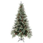 Weihnachtsbaum mit Zapfen Grün und Weiß 225 cm PVC & PE,Faltbarer und großer Weihnachtsbaum aus PVC und PE mit 1036 Spitzen für Festliche Stimmung Künstliche Weihnachtsbäume,