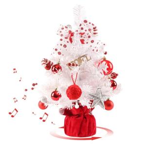 Kerstboom met verlichting, 50 cm, roterende kerstboommuziekdoos, set, kerstboom, kleine mini-kerstboom, kerstdecoratie, tafel, kerstboom, kerstcadeaus, kerstdecoratie