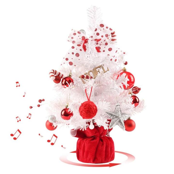 Kerstboom met verlichting, 50 cm, roterende kerstboommuziekdoos, set, kerstboom, kleine mini-kerstboom, kerstdecoratie, tafel, kerstboom, kerstcadeaus, kerstdecoratie