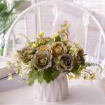 Kunstblumen Künstliche Topfblumen，Kleine Bonsai für Hochzeit Zuhause Schreibtisch Tischplatte Outdoor，Mehrfarbig（Weiße Keramikvase） für jeden Anlass