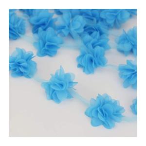 Rosa Blütenblatt Chiffon Spitze Stoff gewebtes Material Dekoration Liebe Geschenk Bänder Crafts 50mm Breite (60 Stücke/Los) (Color : Light Blue)