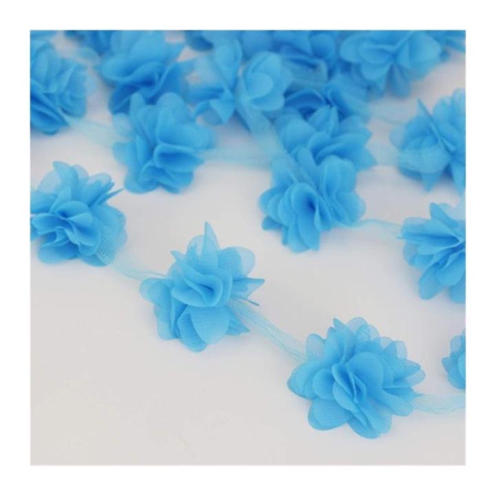 Rosa Blütenblatt Chiffon Spitze Stoff gewebtes Material Dekoration Liebe Geschenk Bänder Crafts 50mm Breite (60 Stücke/Los) (Color : Light Blue)
