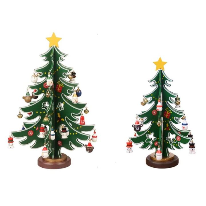 Kerst-tafeltop -decors, mini tafel kerstboom hout kerstboom ornamenten tafelbureau decoratie medium