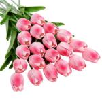 20 stuks PU Real Touch Latex Kunstmatige tulpen neptulpen bloemen boeketten bloemenarrangement voor huis kamer bruiloftsboeket middenstuk, roze