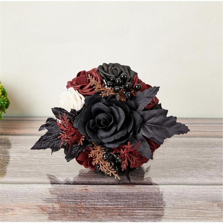 Hochzeitssträuße Schwarze Sträuße Künstliche Blumen für Brautjungfern