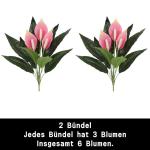 Deko Blumen Künstlich 6 Stück Künstliche Balkonpflanzen Unechte Blume Dekoration Innen Draussen Pflanzen UV Beständig Pflanzgefäß Dekoration für Haus Garten 1512