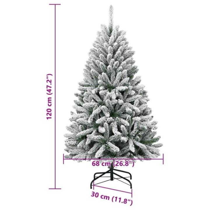 Tannenbaum Kunstbaum mit PVC-Spitzen, Weihnachtsdeko Dekobaum für Innen Außen Künstlicher Weihnachtsbaum Klappbar Beschneit 120 cm