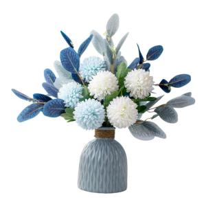 1 Satz künstliche künstliches para Badezimmerverzierung Blumenvase künstliche blüten Artificial vases Hortensienverzierung Künstliche Hortensiendekoration Keramik Blue