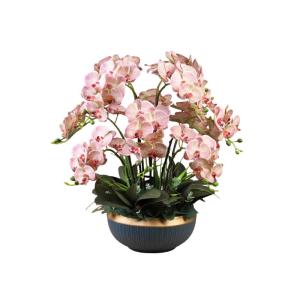 Kunstblumen Künstliche Pflanzen, Orchideen-Blumenarrangement – ​​Elegante Orchideen-Bonsai-Dekoration, künstliche Blumen mit Porzellanvase für jeden Anlass