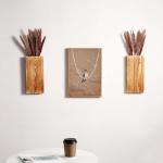 2 stuks houten wandplanter voor gedroogde bloemen en kunstgroen kamerplantenhouder, houten zakvaas, moderne boerderij wanddecoratie voor woonkamer slaapkamer badkamer decoraties (b